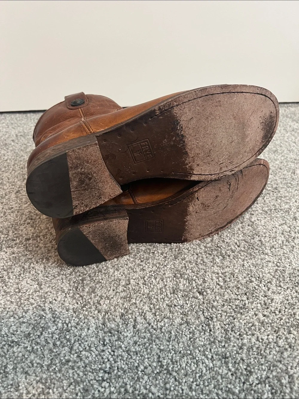 Frye Brown Leather Mid-Calf Zip Boots - Picture 6 of 6